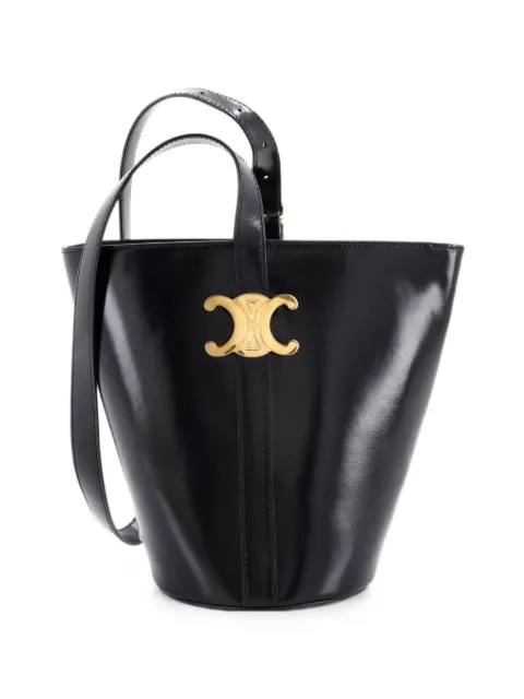 Celine Pre-Owned Triomph Leather Small bucket bag Black KKL73URJXK3NKC8M