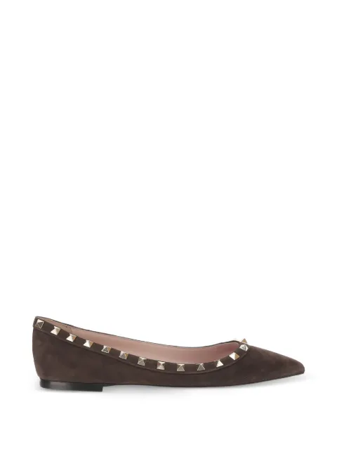 Valentino Garavani Rockstud pointed-toe ballet flats Brown 9W2S0403
