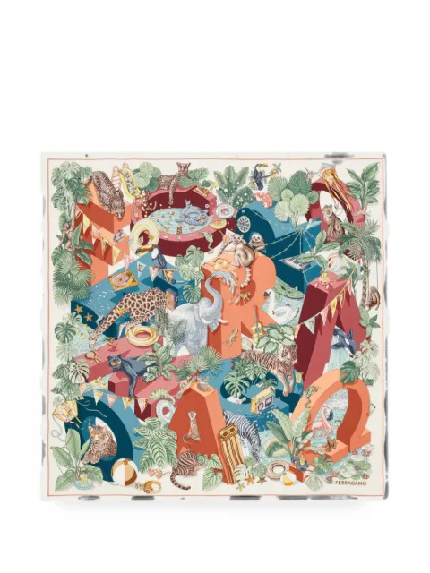 Ferragamo Jungle Party-print silk scarf Orange 310242