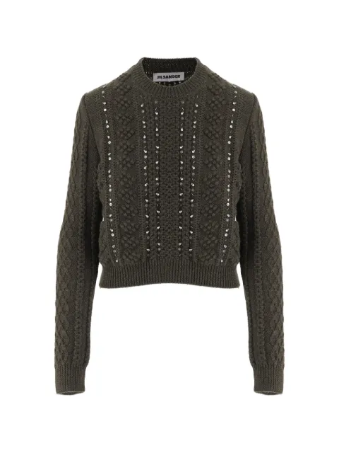 Jil Sander sequin-embellished cable-knit sweater Green J02GP0264J14864