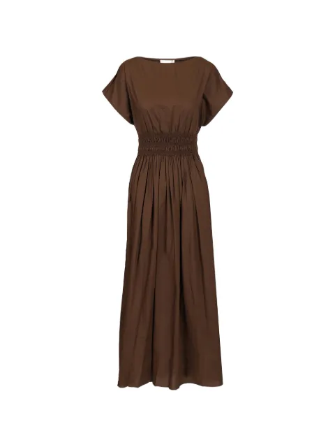 Matteau shirred-waist midi dress Brown SWMDRPL