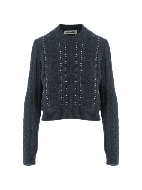Jil Sander geometric-pattern crew-neck sweater Grey J02GP026