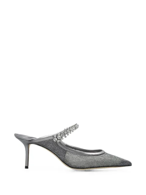 Jimmy Choo Bing crystal-embellished mesh mules Silver BING65DLZ