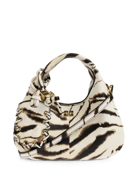 GANNI tiger-print knotted tote bag Neutrals C1040003