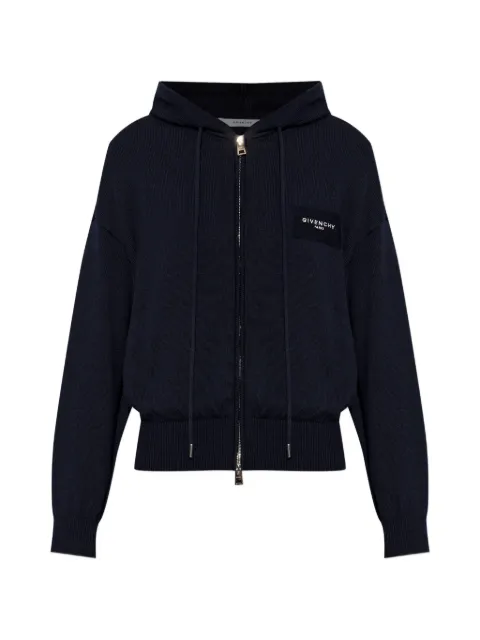 Givenchy logo-patch zip-up hoodie Blue BWZ0674ZV2