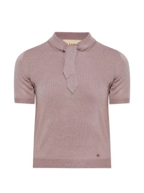 Valentino Garavani VLogo tie-neck T-shirt Purple 9B3KC74WABD0