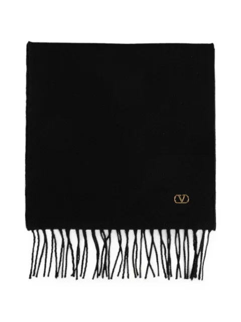 Valentino Garavani VLogo Signature fringed scarf Black 9W2ET01MEUW0
