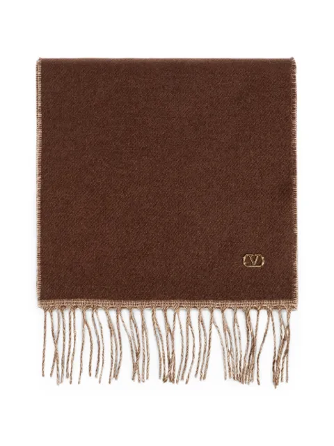 Valentino Garavani VLogo Signature fringed scarf Brown 9W2ET01MEUW0