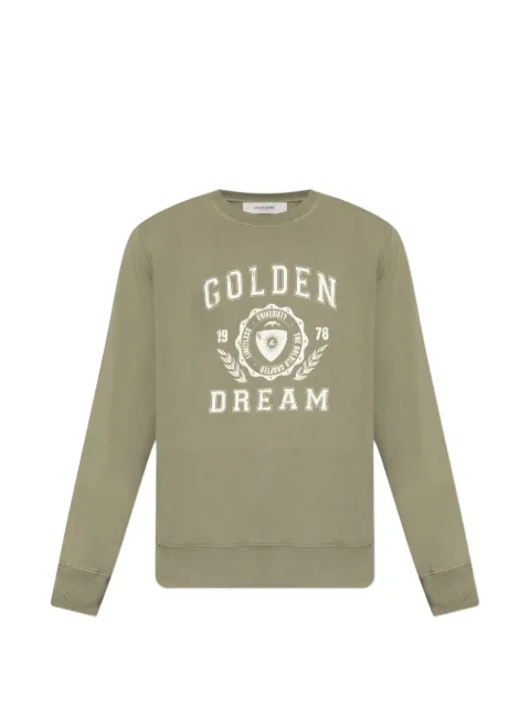Golden Goose logo-print distressed-effect sweatshirt Green GMP01223P002634
