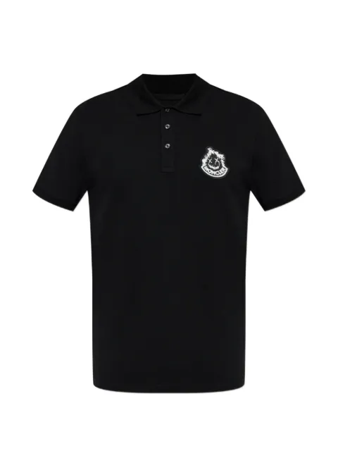Moncler logo-patch polo shirt Black L20918A0000989A16