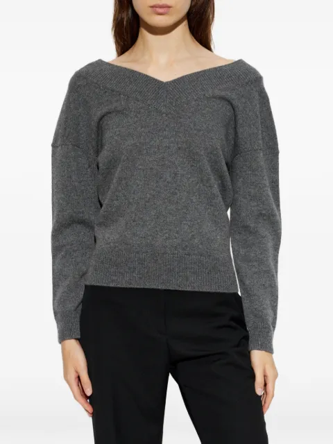 TOM FORD off-shoulder V-neck sweater Grey MAK1482YAX1074