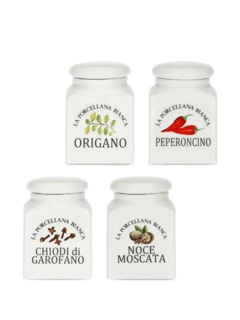 LA PORCELLANA BIANCA Conserva printed spice jars (set of four) White 267P0126175MX