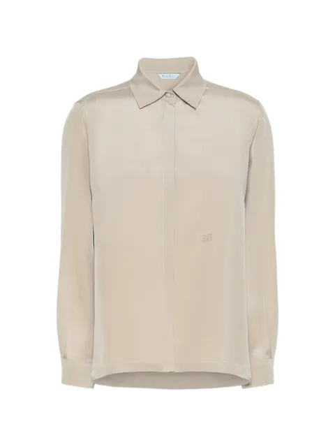 Max Mara Geranio embroidered-logo silk shirt Neutrals 2621116021600007