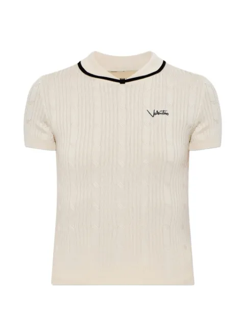 Valentino Garavani logo-embroidered cable-knit top Neutrals BKC75BADB