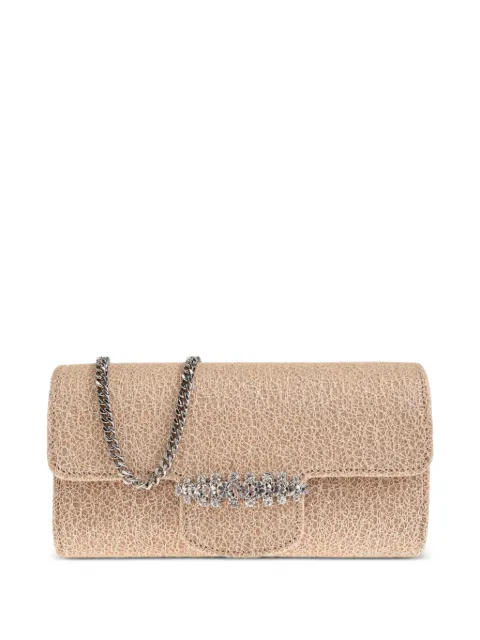 Jimmy Choo Bing crystal-embellished wallet on chain Neutrals BINGWALLETCHAINHFG