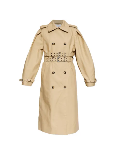 GANNI double-breasted belted trench coat Neutrals A1010