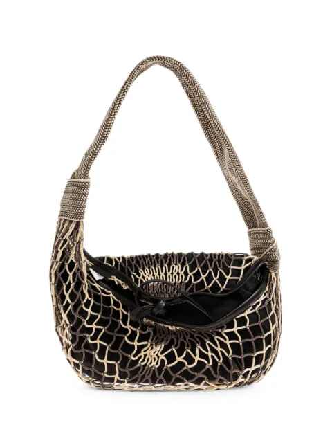 LEMAIRE Fortune Croissant net-overlay shoulder bag Black BG0131TP0006
