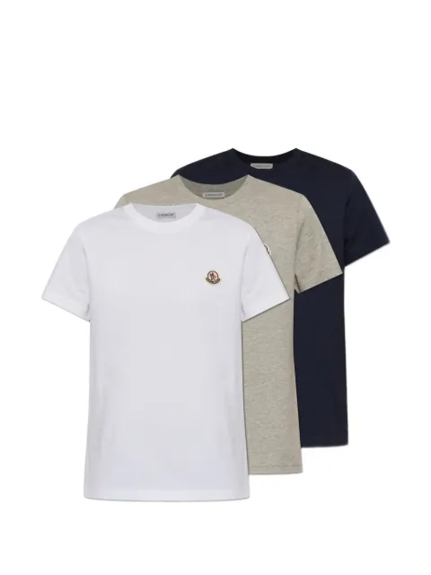 Moncler logo-patch T-shirts set (set of three) Blue L20938C0002889B8U