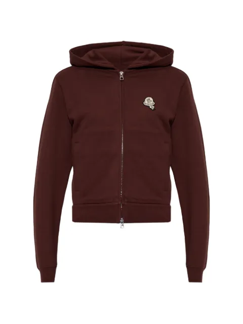 Moncler logo-patch zip-up hoodie Brown L20938G00026899V4