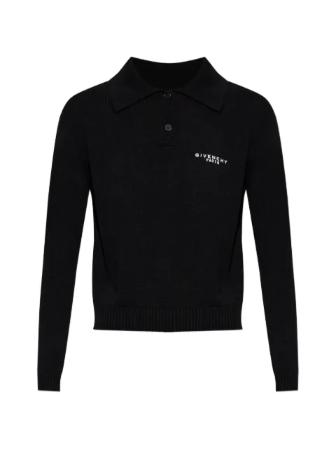 Givenchy logo-embroidered polo TOP Black BW61J04ZTA