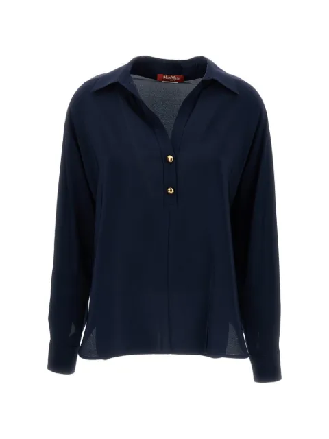 Max Mara button-fastening silk polo Blue 2626116061600