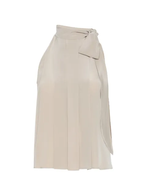 Max Mara Fune tie-neck pleated blouse Neutrals 26211660116