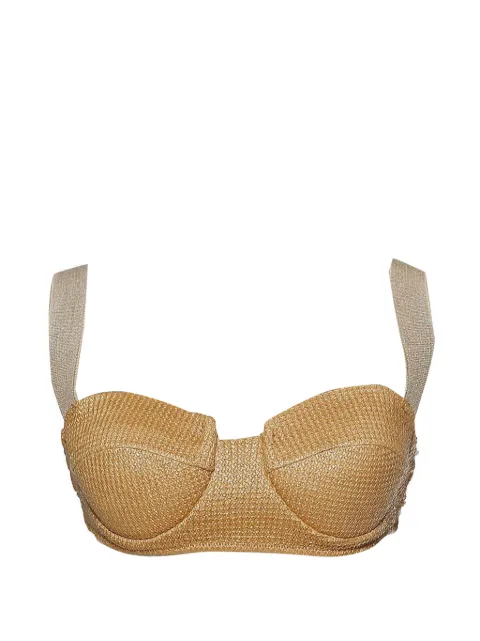 Muller Of Yoshiokubo raffia-effect bikini top Black MLB00901