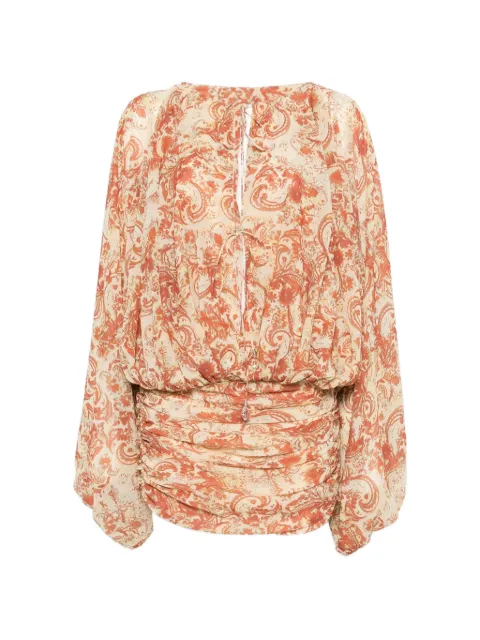 De La Vali Eulalia paisley-print mini dress Neutrals DS2842B