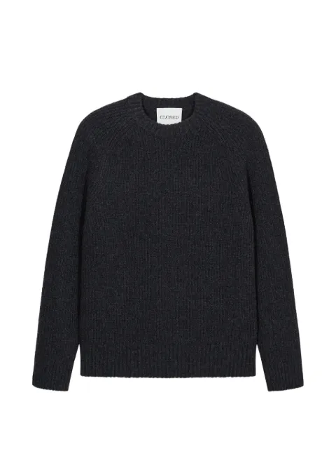 Closed ribbed-knit raglan-sleeve sweater Grey C8627098U22