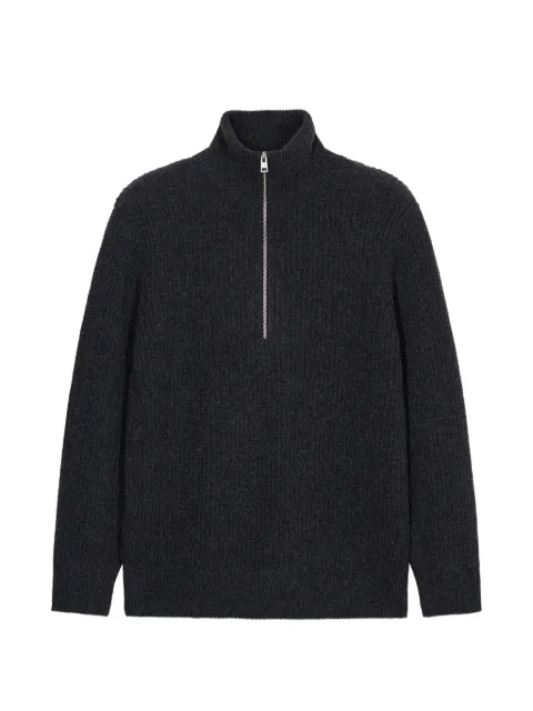 Closed ribbed-knit half-zip sweater Grey C8620598U22
