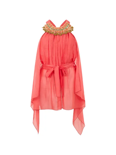 Alberta Ferretti bead-embellished belted blouse Pink A08170122