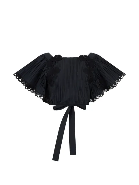 Alberta Ferretti pleated floral-appliqué top Black A08080126