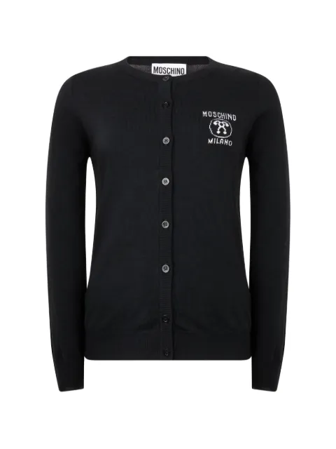 Moschino logo-embroidered virgin-wool cardigan Black A09019902