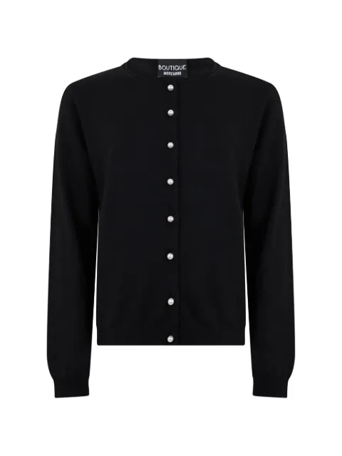 Moschino faux-pearl-button wool cardigan Black A09509901