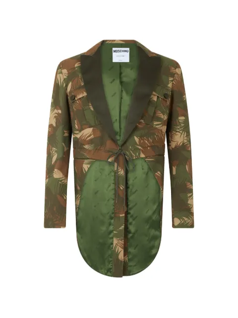 Moschino camouflage-print notched-collar jacket Green A25087056