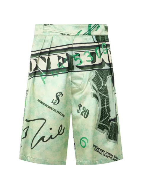Moschino graphic-print pleated shorts Green A03247050