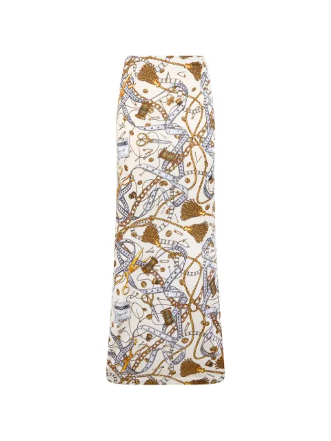 Moschino graphic-print maxi skirt Neutrals A01255557