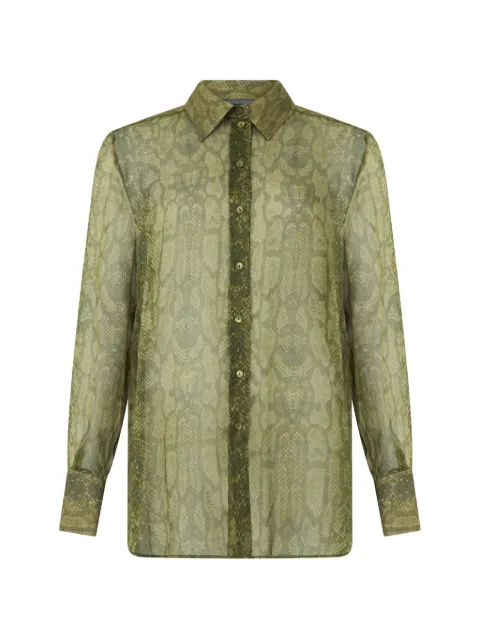 Alberta Ferretti snake-print silk shirt Green A02141632