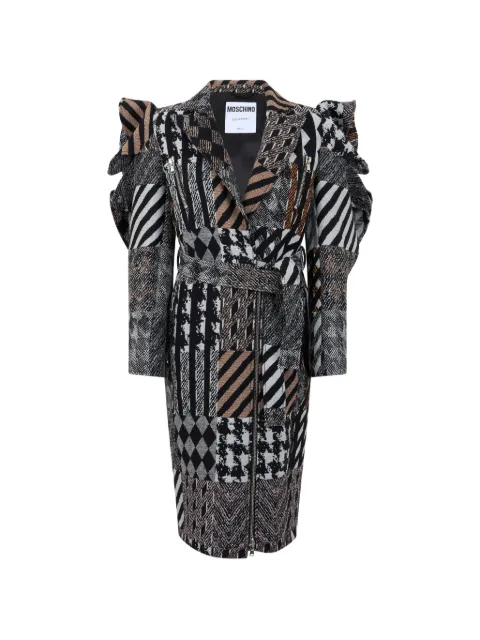 Moschino patchwork ruffled oversized coat Black A06075552