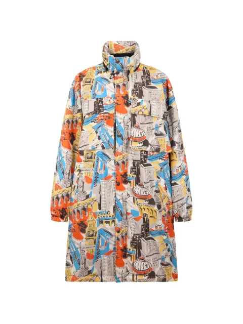 Moschino graphic-print high-neck jacket Neutrals A06222061