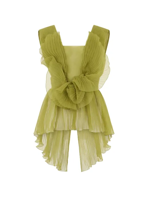 Alberta Ferretti bow-detail pleated top Green A08010115