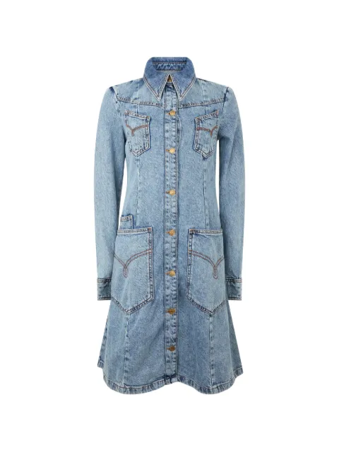 Moschino button-up flared-skirt mini dress Blue A04378736