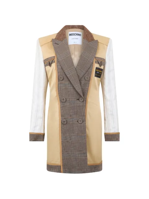 Moschino double-breasted patchwork coat Neutrals A04355546