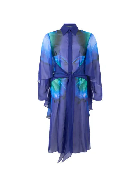 Alberta Ferretti silk long-sleeve midi dress Blue A04390142