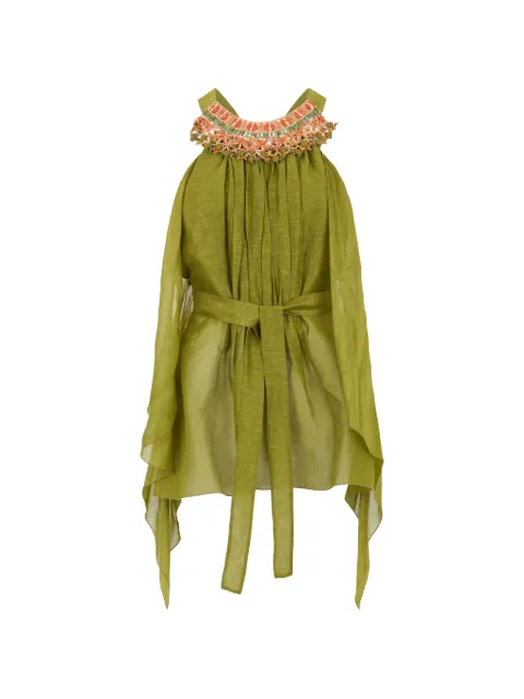 Alberta Ferretti beaded halterneck blouse Green A08170122