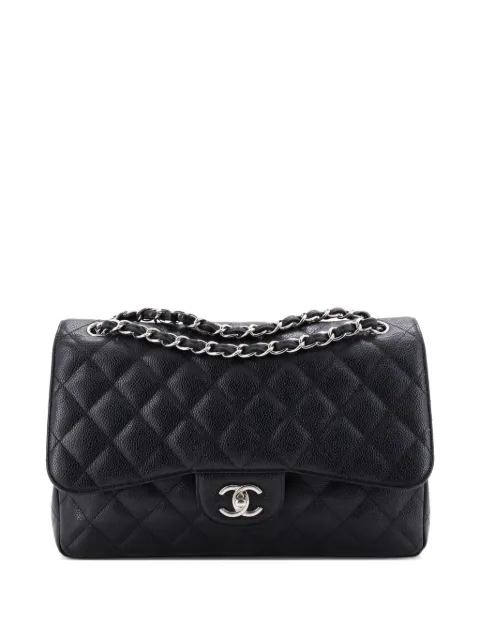 CHANEL Pre-Owned Classic Double Flap Bag Quilted Caviar Jumbo shoulder bag Black 9M2ZO73QIPRS7CSC