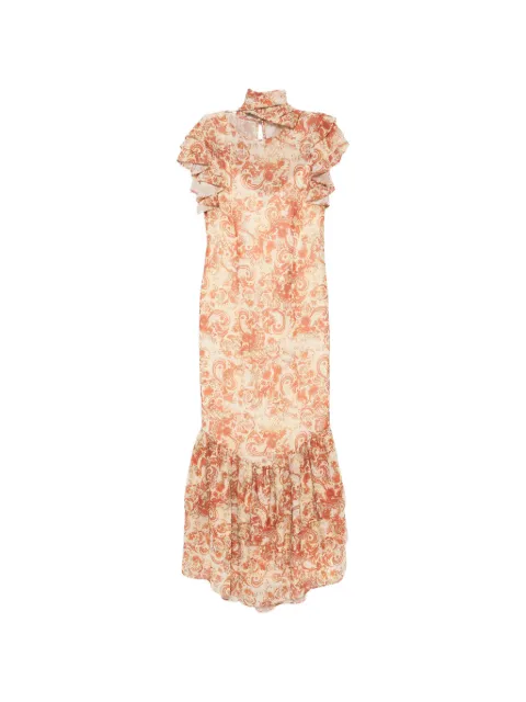 De La Vali Avalon paisley-print ruffled maxi dress Yellow DS2802B