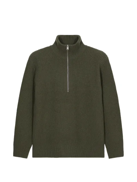 Closed ribbed-knit half-zip sweater Green C8620598U22