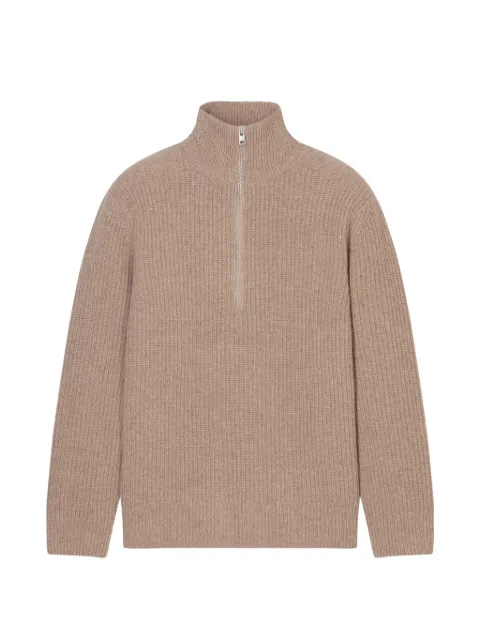 Closed ribbed-knit half-zip sweater Neutrals C8620598U22