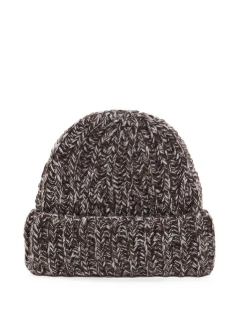 Closed ribbed-knit beanie hat Brown C90622964M8